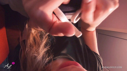 Stepsister passionately sucks cock and handjob to get a serving cum