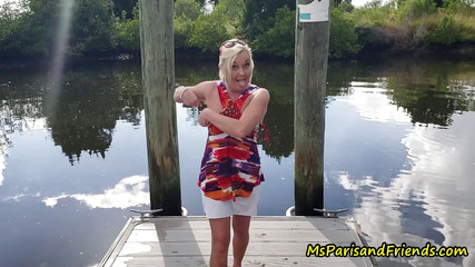 outdoor stripping, blowjob and creampie