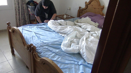 Perverted German Masturbates on His Muslim Cleaning Maid with Hairy Pussy