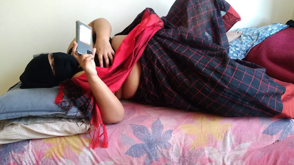 When My Step Aunty Watching Porn on the Phone, I Help Her to Fuck but Accidentally I Cum Inside Her Pussy