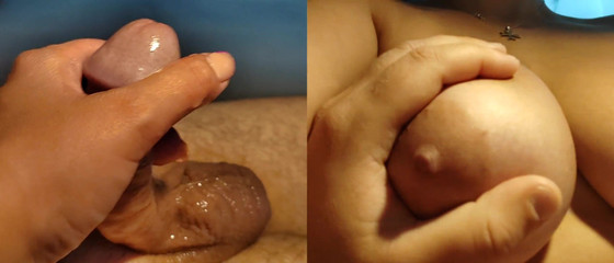 New Close up Format Video! Toch Young Perfect Boobs While Stepsister Jerk off My Penis. Huge Cumshot