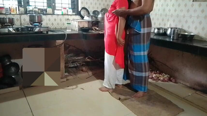 Husband and Wife Giving Blowjob in the Kitchen at Home