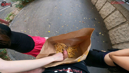 Double Handjob in the Fries Bag... I'm Jerking It!
