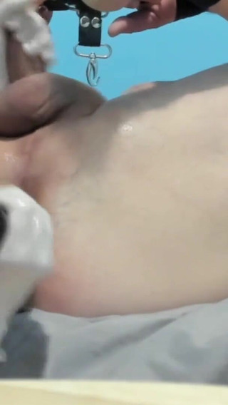 My submissive boyfriend is tied up and I control his tight ass and anus and his cock