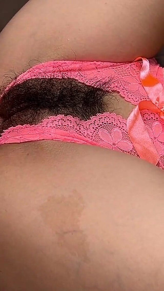 Slow Fuck of Asian Teen Hairy Pussy - Closeup Crotchless Panty Tease Fuck - Handsfree Cum on Bush - Interracial Amateur Couple