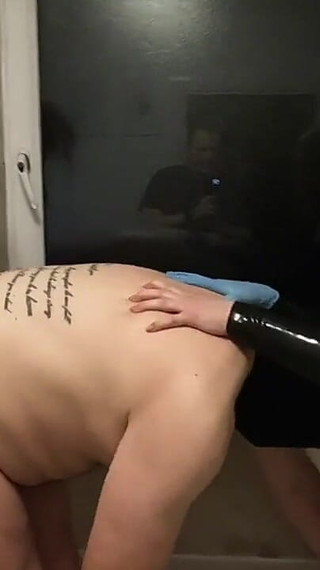 Femdom Anal Slut Strap-on Spitroast in the Shower