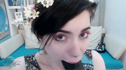 Teen Angel Loves to Gag on the Big Black Dildo