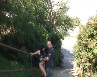 Beautiful Dark Haired Babe From Germany Gets Fucked Near the Road