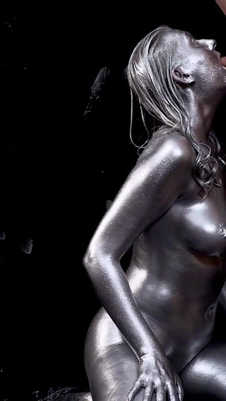 Full Body Silver Bodypaint Blowjob & Fuck