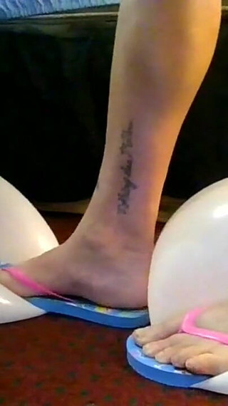 White Flip Flops Pop White Balloons