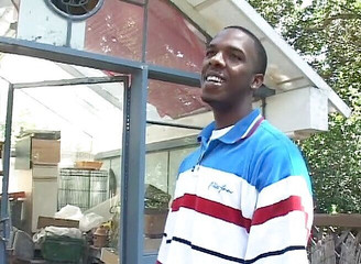 Cute ebony teen covered with cum