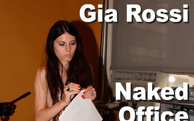 Gia Rossi naked office worker pours shots
