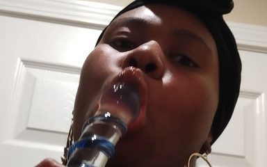 Sexy Ebony with red lingerie on