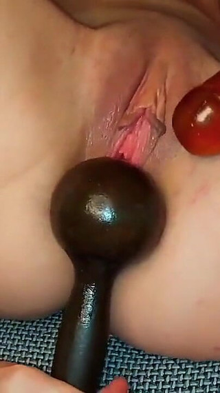 Double Penetration, Dumbbell and Huge Dildo in Pussy