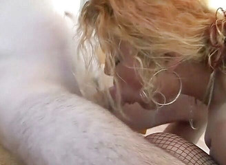 Blonde milf in black stockings fucked hard