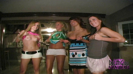 Party girls flash at my house before the club