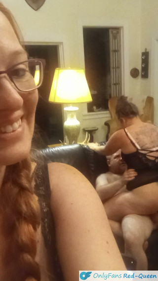 Cuckquean Selfie - Cuck Wife Films Herself Watching Husband Fucking and Cumming in Another Woman