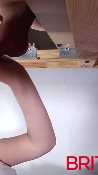 British 18-year-old in college uniform makes a guy cum at the milking table