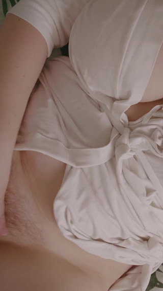 Evening Masturbation of a Busty Wife in a Bathrobe