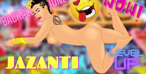 Sexy Latina Jazanti Shows Her Tatts and Her Big Ass for a Backalley Anime Cartoon
