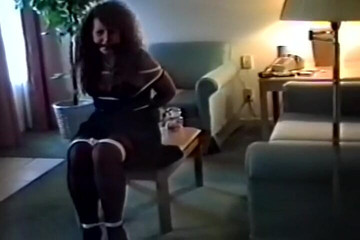 This Babe in Black Dress Enjoys Getting Tied up