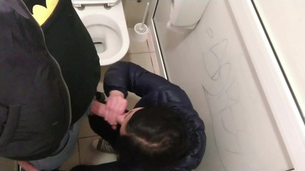 Cum shot in public toilet
