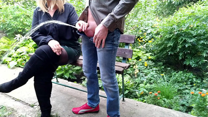 Naughty MILF is horny enough to do it outdoor