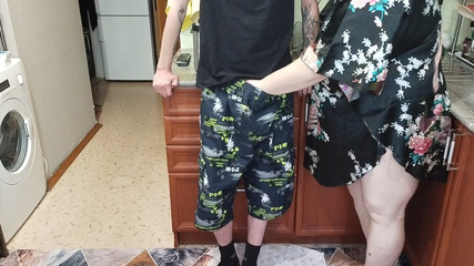 Cumming with Hot Cum in Mother-in-law's Mouth Which She Swallows