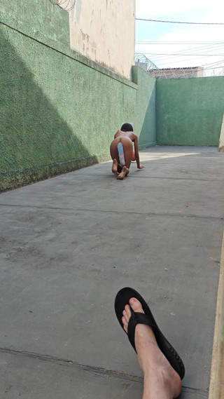 Submissive Playing Like a Pet in the Yard