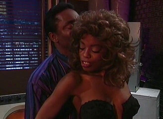 Classy ebony wearing stockings gets slammed in vintage sex action